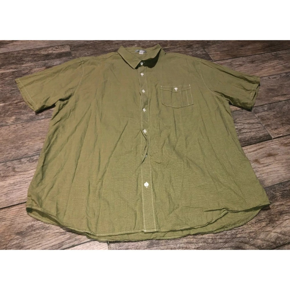 Horney Toad Sz XXL 2XL Cotton Poly Green Button‎ Short Sleeve Men's Shirt